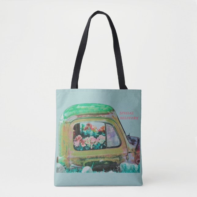 Bolsa Tote Caminhão de entrega de flores especiais buquê dive (Frente)