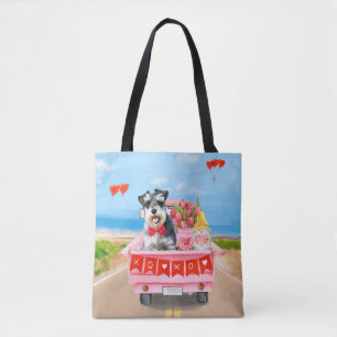 Bolsa Tote Caminhão do Dia dos Namorados do Cão Schnauzer Cor