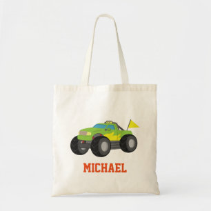 Bolsa Tote Caminhão Monstro Verde de Corrida para Meninos Pil