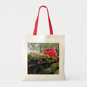 Bolsa Tote Caminhão Vermelho com Flores de primavera e Arco-