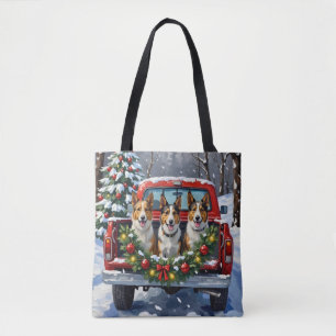 Bolsa Tote Caminhão Vermelho de Natal do Kelpie Australiano F