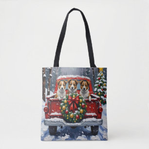 Bolsa Tote Caminhão Vermelho de Natal do Terrier Australiano