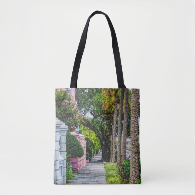 Bolsa Tote Caminhe ao longo da linha do arco-íris (Frente)