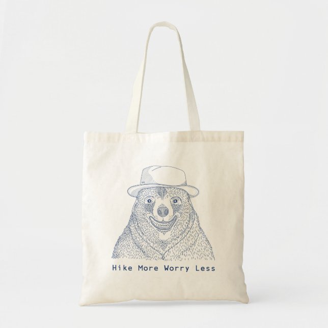 Bolsa Tote Caminhe Mais Preocupada menos / Urso Sorridente (Frente)