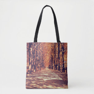 Bolsa Tote Caminho da Floresta do outono: Viagem de Paisagem 