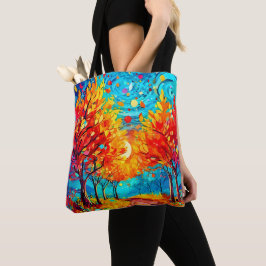 Bolsa Tote Caminho da Floresta Vibrante para a Lua