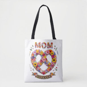 Bolsa Tote Camisa Coração de Mãe Floral Design Colorido de