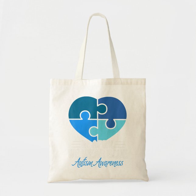 Bolsa Tote Camisa de Consciência Autista Em abril Vestimos Au (Frente)