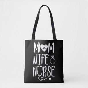 Bolsa Tote Camisa de Enfermeira da Mãe com letra desenhada 