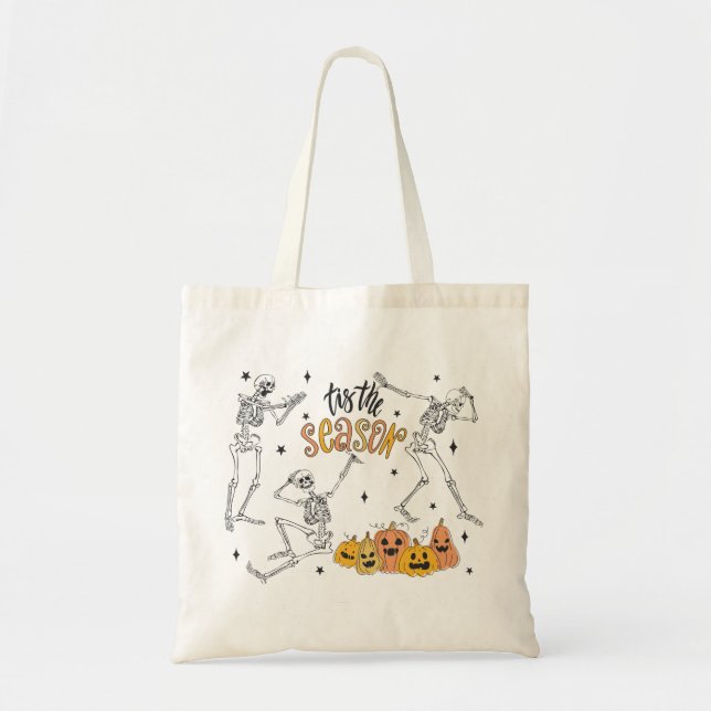 Bolsa Tote Camisa De Halloween Retroativa, Caveira De Dia de  (Frente)