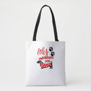 Bolsa Tote Camisa de Natal Dachshund _ Feliz Doido Engraçado 