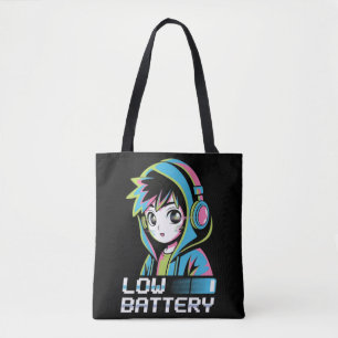 Bolsa Tote Camisa de Período de Bateria Baixa – Neon Gamer