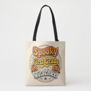Bolsa Tote Camisa de professora do primeiro ano no Halloween