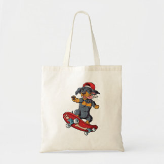 Bolsa Tote Camisa de Skater Dachshund para Homens Meninas