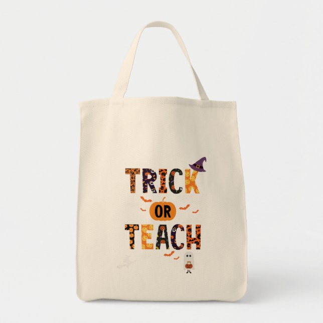 Bolsa Tote camisa do professor halloween (Frente)