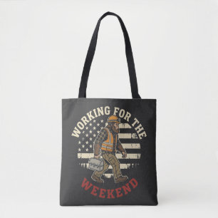 Bolsa Tote Camisa engraçada do Dia do Trabalhador Bigfoot com