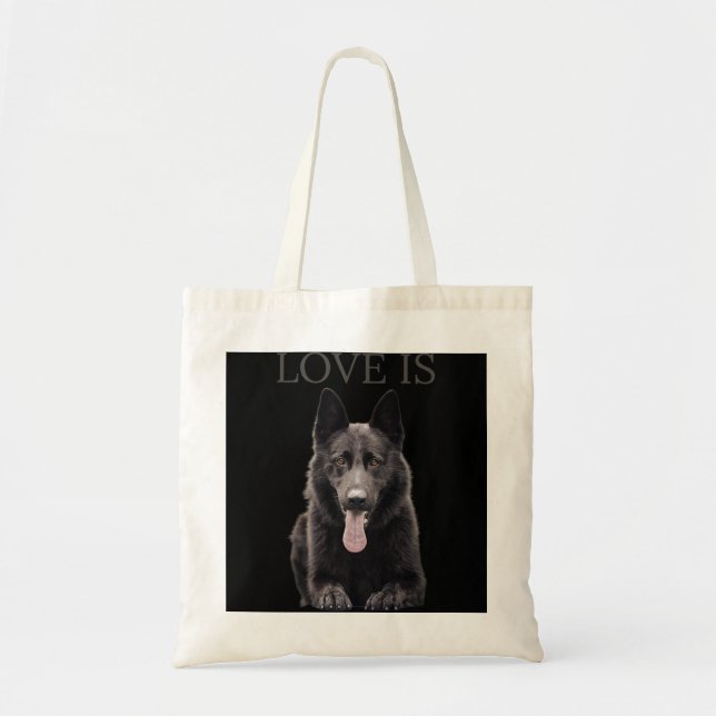 Bolsa Tote Camisa German shepherd Negra Shepard Cachorro Mãe  (Frente)
