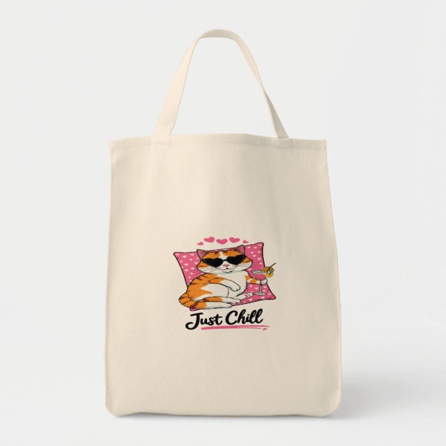Bolsa Tote Camisa T com Gato Relaxante - Apenas Engole Gato (Frente)