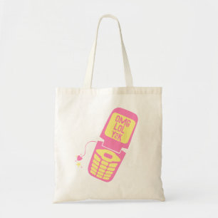 Bolsa Tote Camisa T do telefone do Sacudir rosa retrô