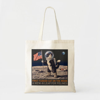 Bolsa Tote Camisa Tuxedo Cat on the Moon Astronaut Funny Retr