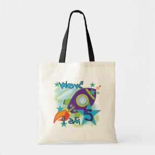 Bolsa Tote Camisas de aniversário de 5 de foguetes e presente