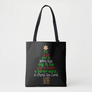 Bolsa Tote Camisas de Árvore de Natal Cristão