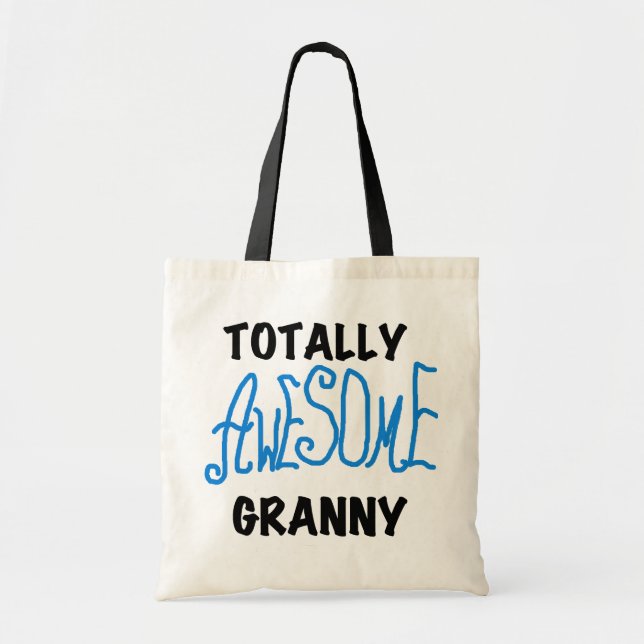 Bolsa Tote Camiseta azul e presentes da avó totalmente impres (Frente)