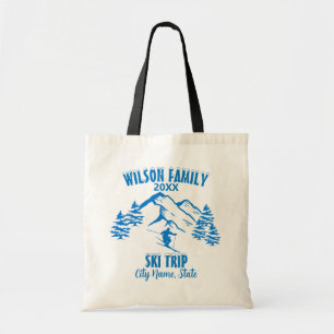 Bolsa Tote Camiseta Básica Masculina Viagem de Esqui Familiar
