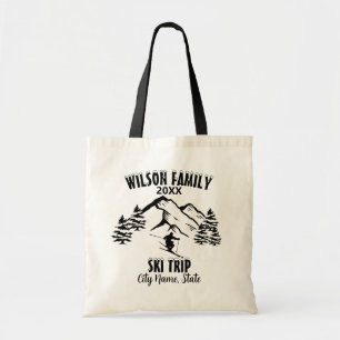 Bolsa Tote Camiseta Básica Masculina Viagem de Esqui Familiar