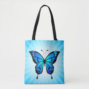 Bolsa Tote Camiseta Butterfly Blue Insect Illustration-20284