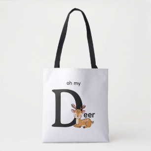 Bolsa Tote camiseta com, oh meu cervo, palavras e imagem