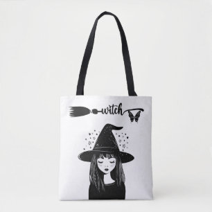 Bolsa Tote Camiseta Cute Kawaii Bruxa Temporada Assustadora H