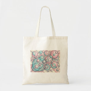 Bolsa Tote Camiseta de Arte Neurográfica Rosa Menta Esfera Ab