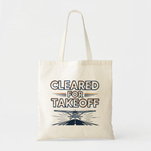 Bolsa Tote Camiseta de Aviação Liberado Para Decolagem