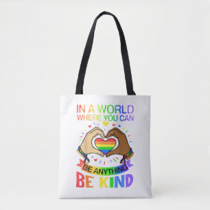 Bolsa Tote Camiseta de Conscientização da Igualdade do Arco-í