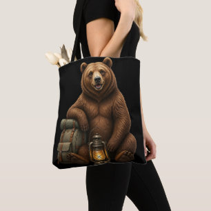 Bolsa Tote Camiseta de desenho animado de urso da floresta fo