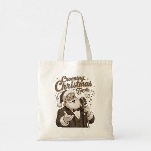 Bolsa Tote Camiseta de Natal Vintage Santa Crooner