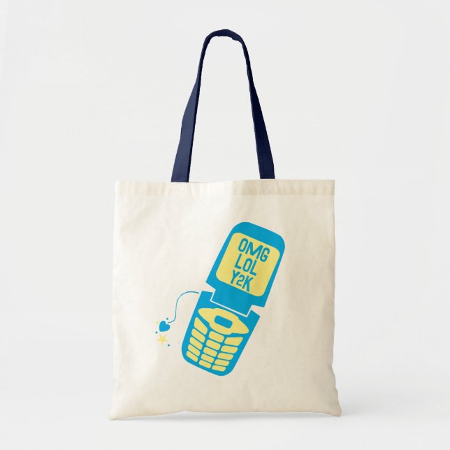 Bolsa Tote Camiseta de telefone flip Retro Blue (Frente)