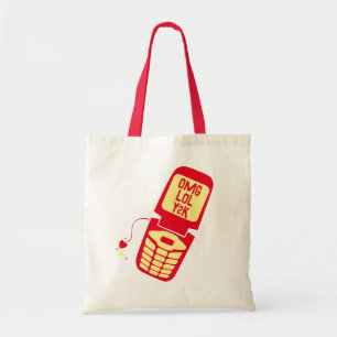 Bolsa Tote Camiseta de telefone flip Retro Vermelho