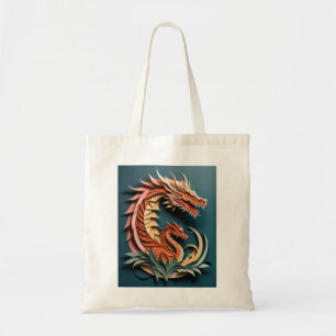 Bolsa Tote Camiseta Design do Dragão de Arte 3D