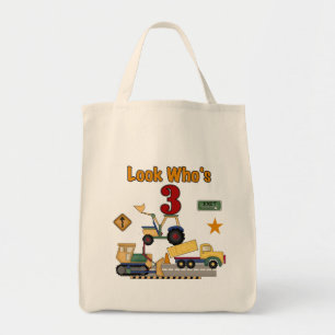 Bolsa Tote Camiseta do aniversário de 3 anos dos veículos d