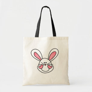 Bolsa Tote Camiseta e presentes brancos de sorriso do coelho