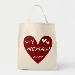 Bolsa Tote Camiseta e presentes de Memaw do coração vermelho