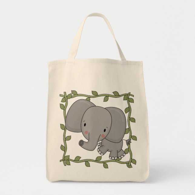 Bolsa Tote Camiseta e presentes do elefante do bebê (Frente)
