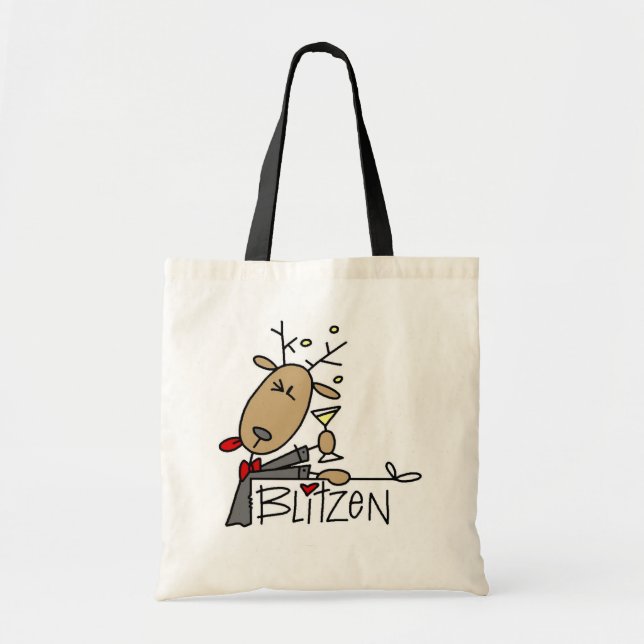 Bolsa Tote Camiseta e presentes do Natal da rena de Blitzen (Frente)