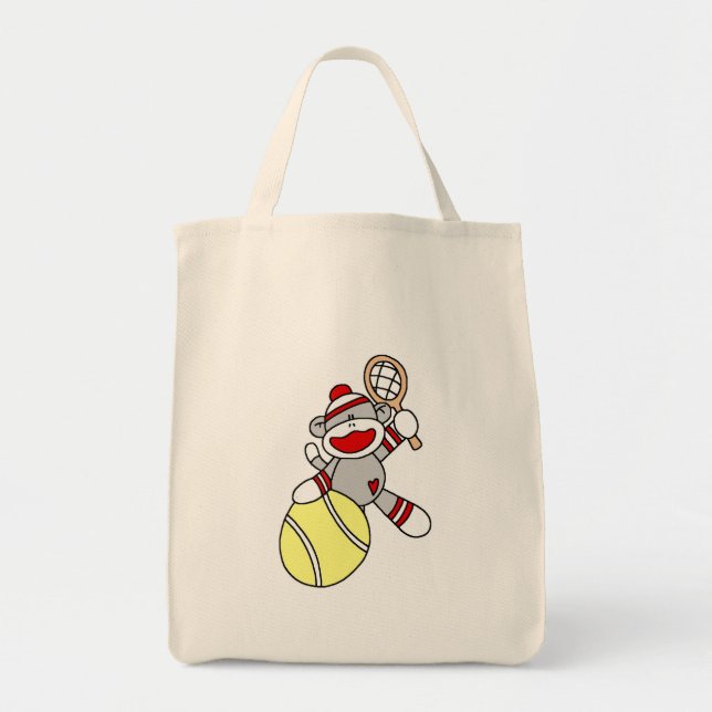 Bolsa Tote Camiseta e presentes do tênis do macaco da peúga (Frente)