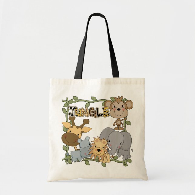 Bolsa Tote Camiseta e presentes dos animais da selva do bebê (Frente)
