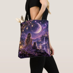 Bolsa Tote Camiseta Enluarada Fantasia Roxa Noturna Encantada