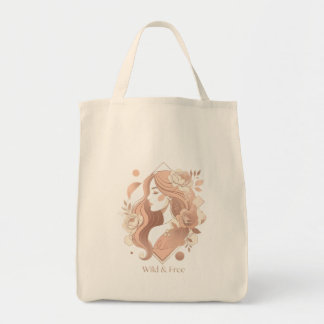 Bolsa Tote Camiseta Feminina de Linha Arte Boho Estética Selv