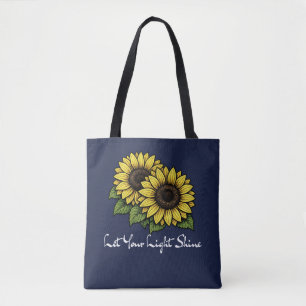 Bolsa Tote Camiseta Feminina Girassol Deixe Sua Luz Brilhar
